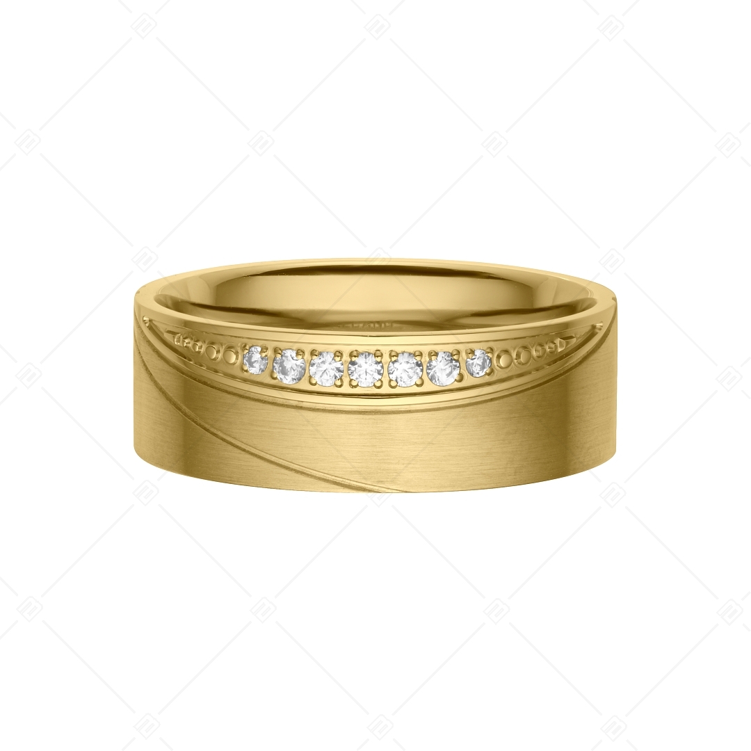 BALCANO - Sunny / Stainless Steel Wedding Ring With Zirconia Gemstones, 18K Gold Plated (030040ZY00)