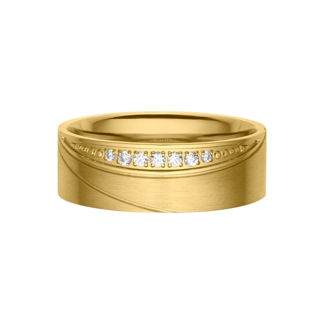 BALCANO - Sunny / Edelstahl Trauring mit Zirkonia Edelsteinen, 18K vergoldet (030040ZY00)