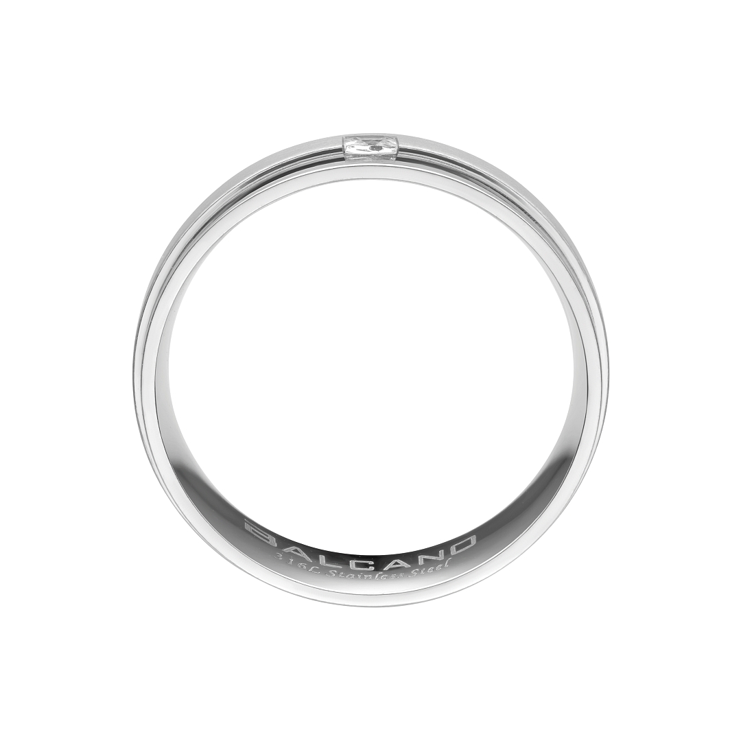BALCANO - Kris / Bague en acier inoxydable, avec ceinture en finition mate, avec hautement polie, avec pierre zirconia (030041ZY00)