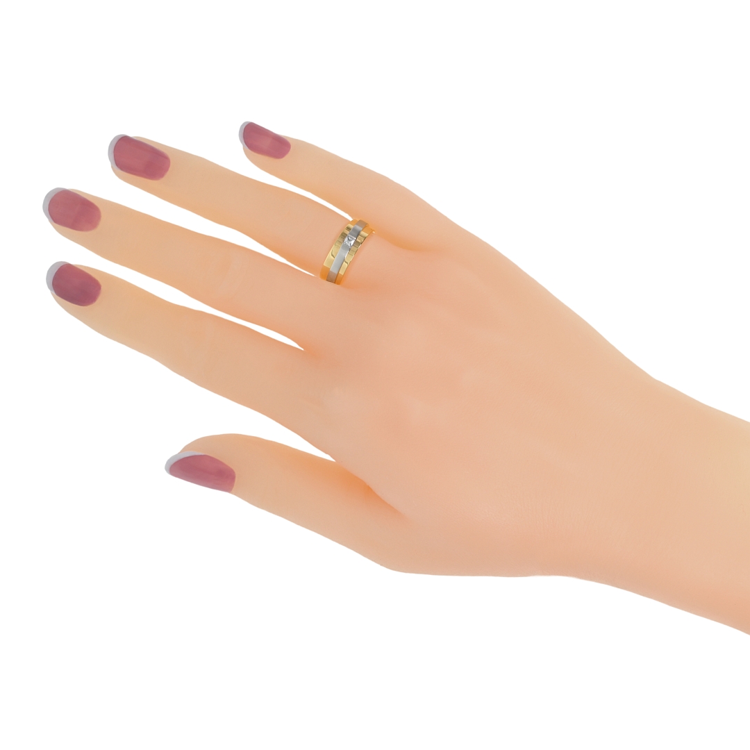 BALCANO - Kris / 18K Gold Plated Stainless Steel Ring With a Matt Finish Belt And With Cubic Zirconia Gemstone (030042ZY00)
