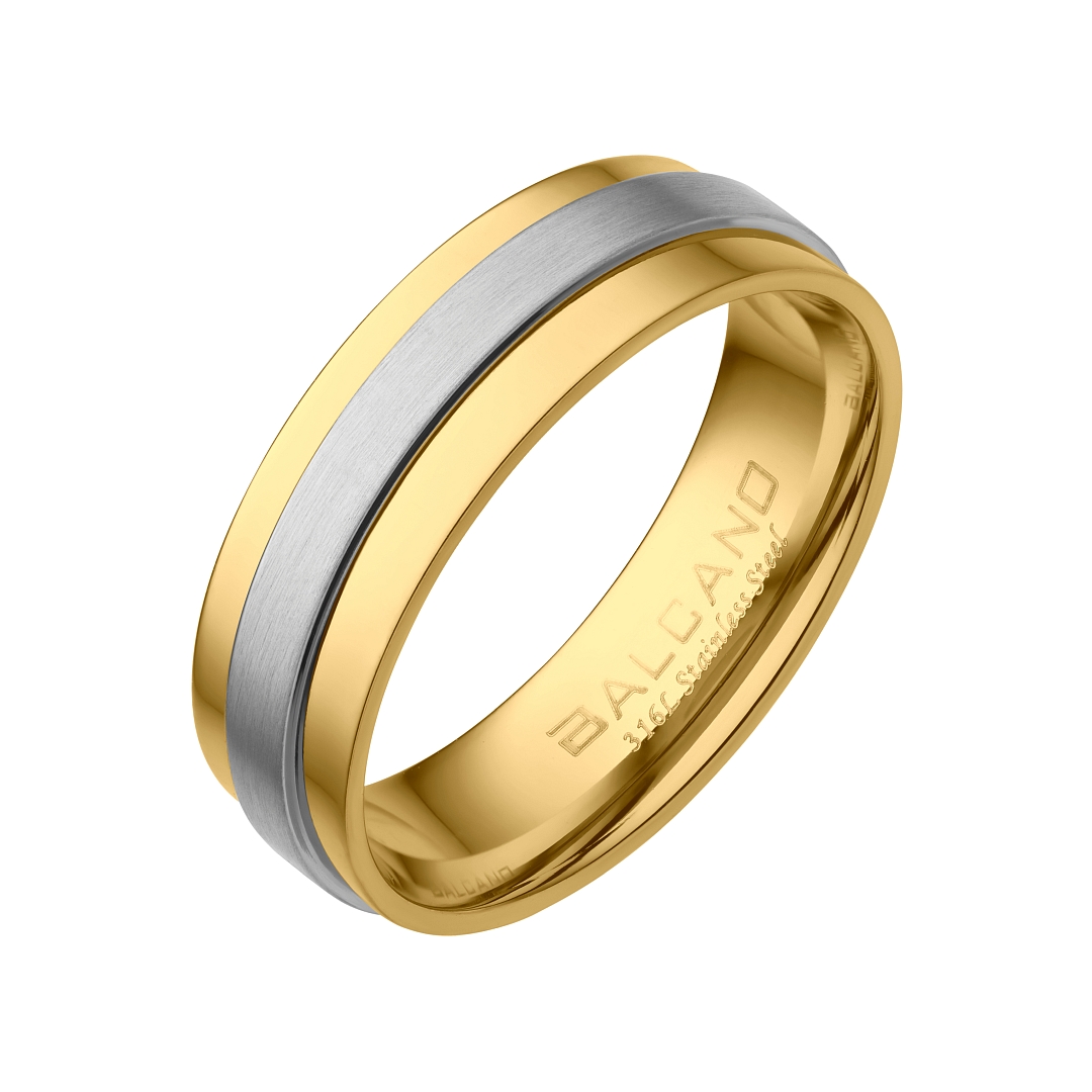 BALCANO - Kris / 18K Gold Plated Stainless Steel Ring With a Matt Finish Belt (030042ZY99)