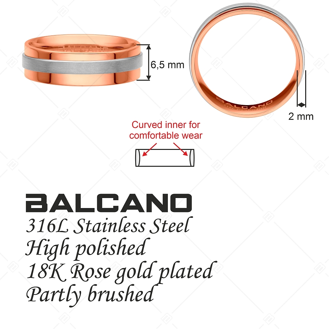 BALCANO - Kris / Bague en acier inoxydable plaqué or rose 18K, avec ceinture en finition mate (030043ZY99)