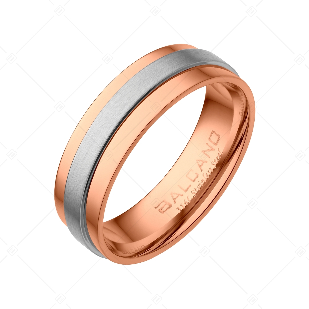 BALCANO - Kris / 18K Rose Gold Plated Stainless Steel Ring With a Matt Finish Belt (030043ZY99)