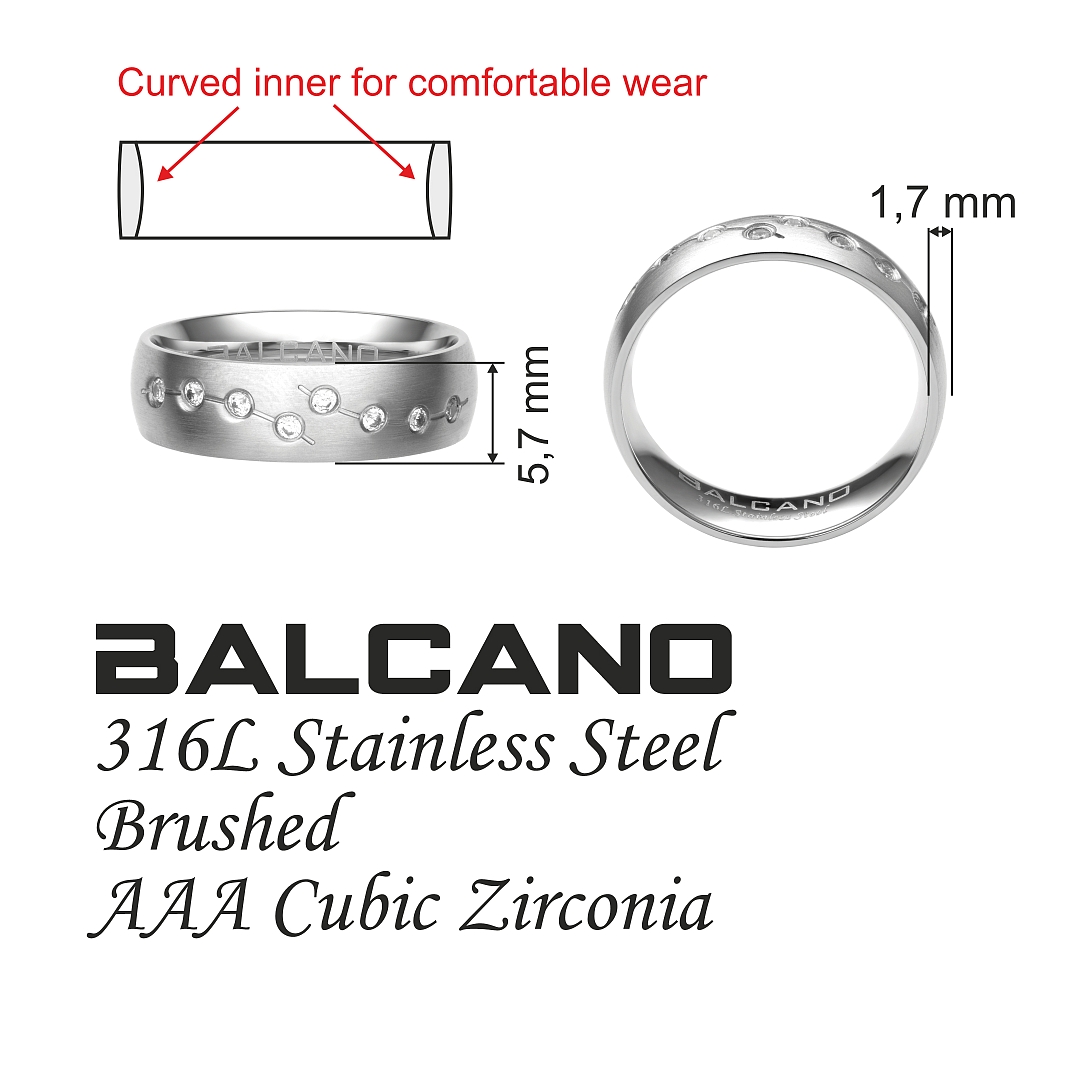 BALCANO - Universo / Edelstahl Trauring mit Zirkonia Edelsteinen (030044ZY00)