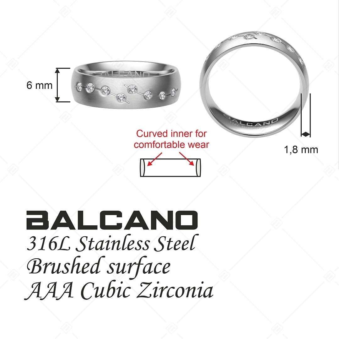BALCANO - Universo / Bague de mariageen acier inoxydable avec pierres zirconium (030044ZY00)