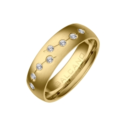BALCANO - Universo / Stainless Steel Wedding Ring With Zirconia Gemstones, 18K Gold Plated