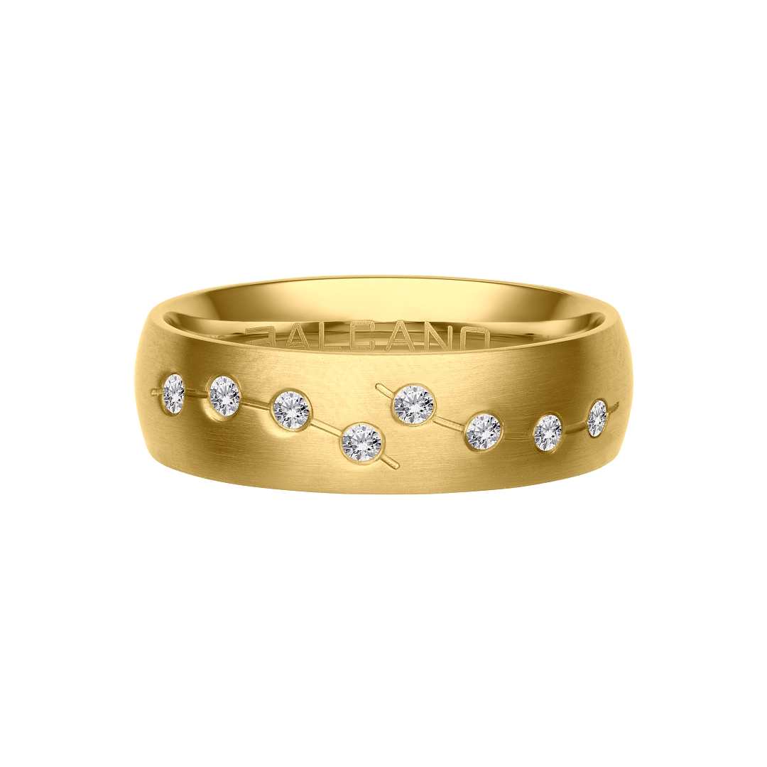BALCANO - Universo / Stainless Steel Wedding Ring With Zirconia Gemstones, 18K Gold Plated (030045ZY00)