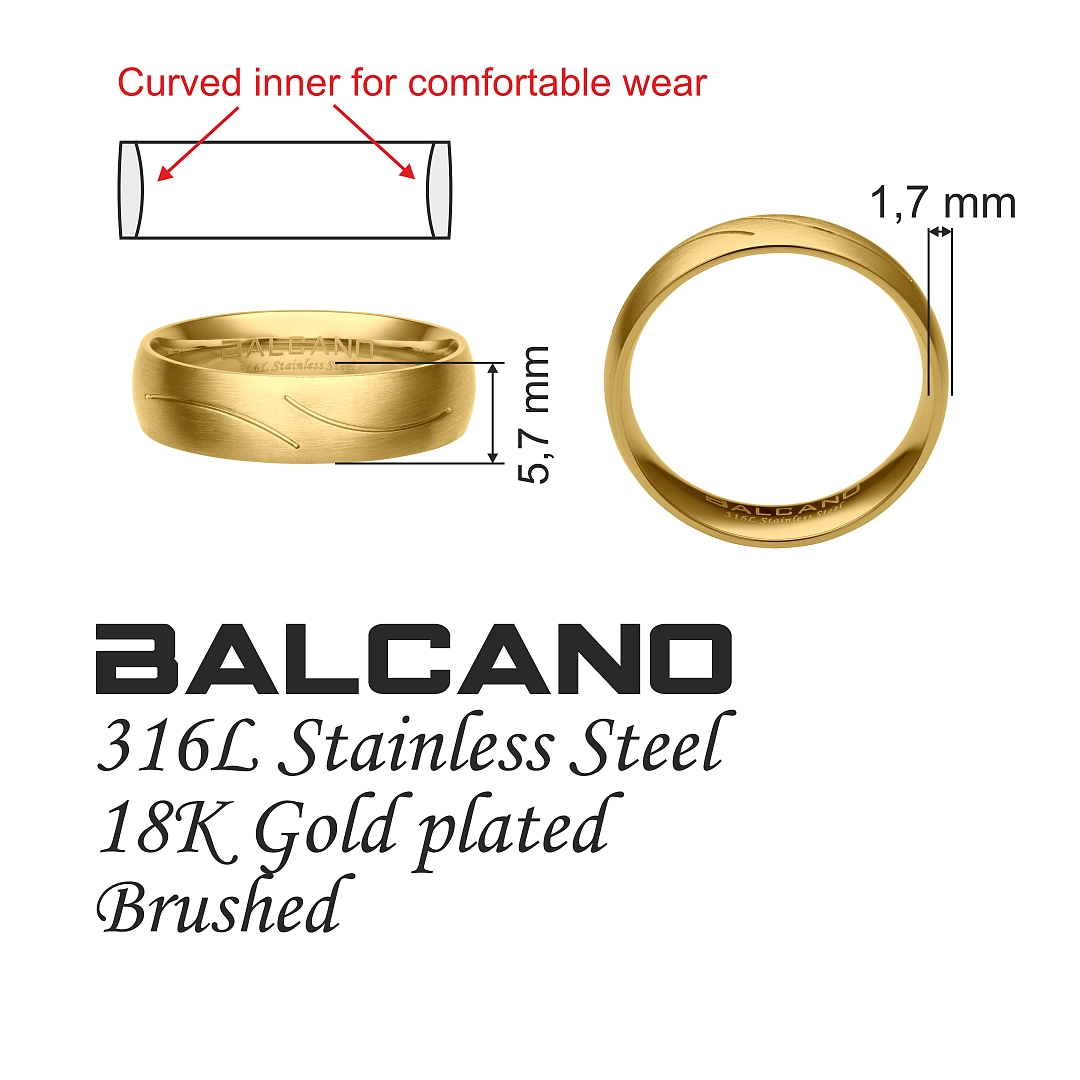 BALCANO - Universo / Edelstahl Trauring 18K vergoldet (030045ZY99)