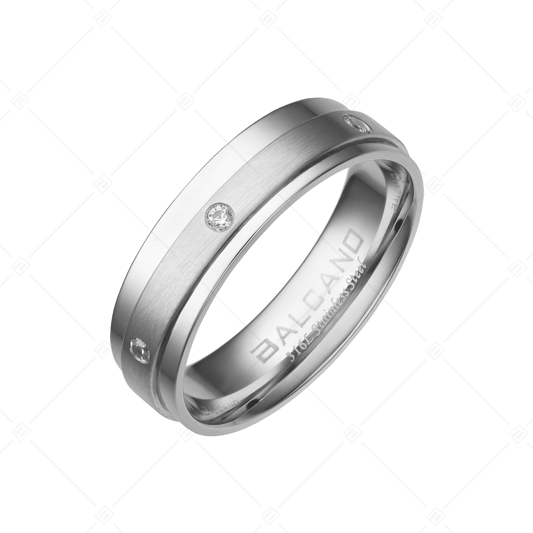 BALCANO - Palmer / Stainless Steel Wedding Ring With Zirconia Gemstones (030046ZY00)