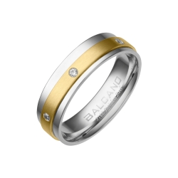 BALCANO - Palmer / Stainless Steel Wedding Ring With Zirconia Gemstones, 18K Gold Plated