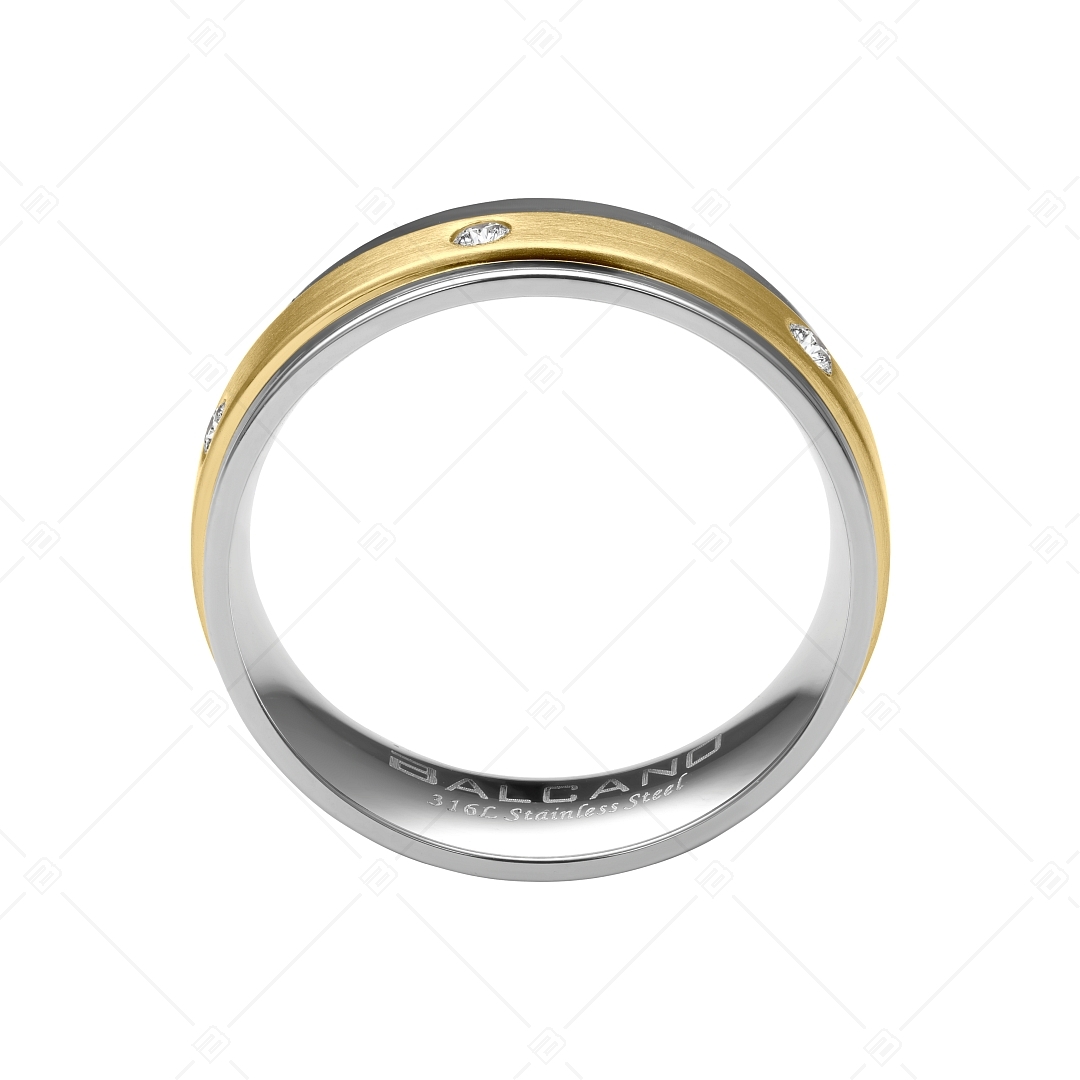 BALCANO - Palmer / Stainless Steel Wedding Ring With Zirconia Gemstones, 18K Gold Plated (030047ZY00)