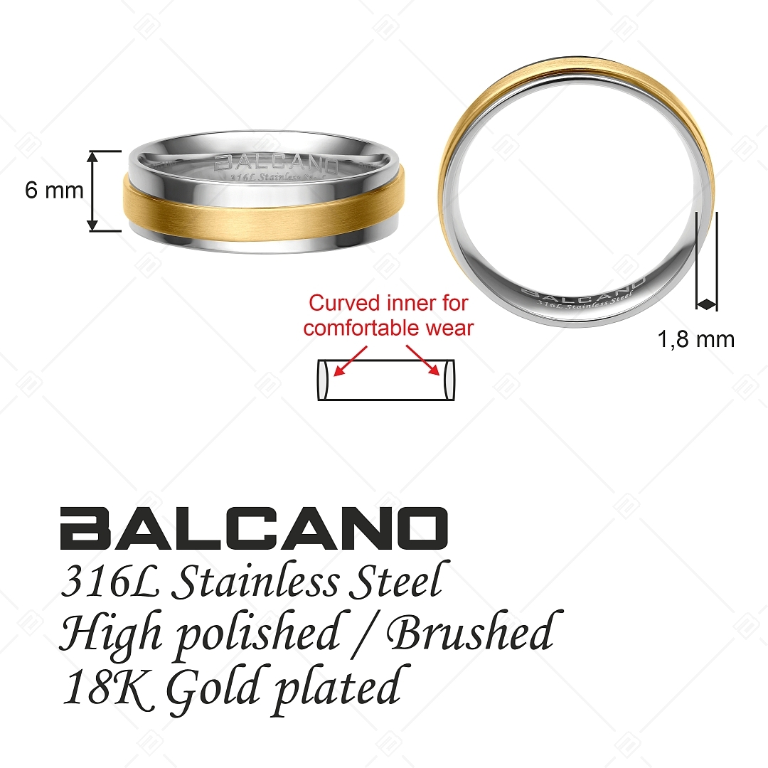 BALCANO - Palmer / Stainless Steel Wedding Ring 18K Gold Plated (030047ZY99)