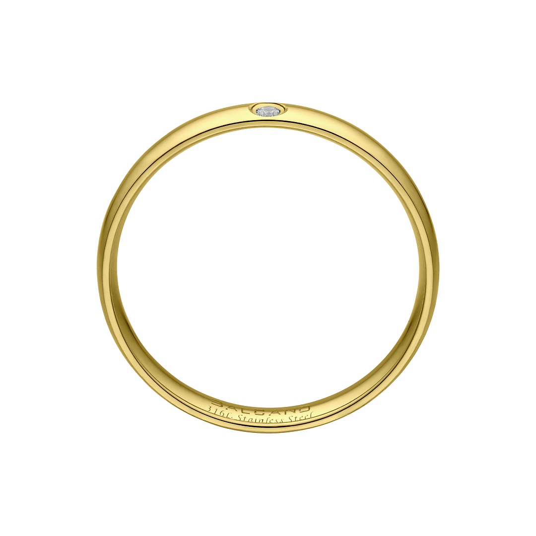 BALCANO -  / Edelstahl Trauring mit Zirkonia Edelsteinen, 18K vergoldet (030049ZY00)