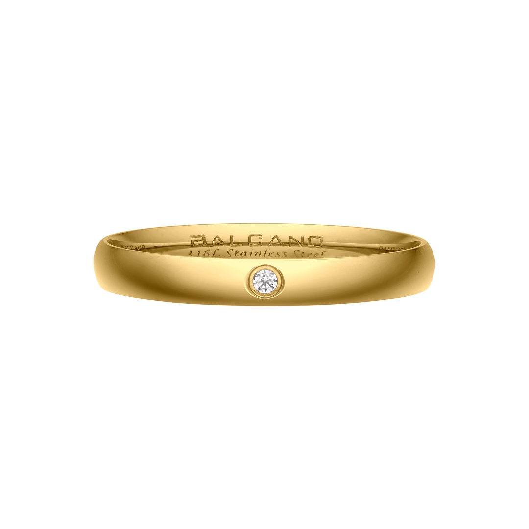 BALCANO - Slim / Edelstahl Trauring mit Zirkonia Edelsteinen, 18K vergoldet (030049ZY00)