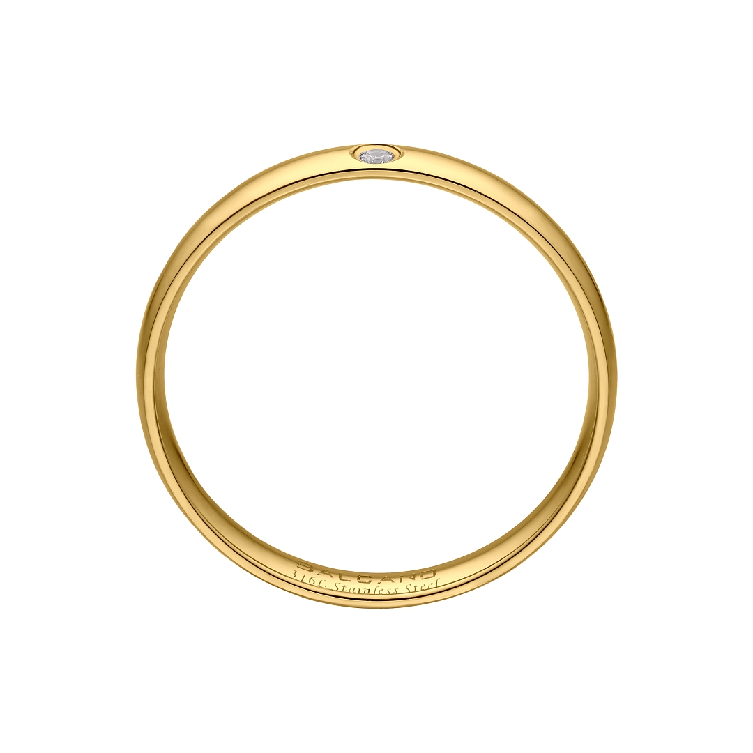 BALCANO - Slim / Edelstahl Trauring mit Zirkonia Edelsteinen, 18K vergoldet (030049ZY00)