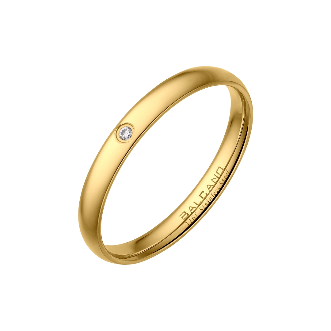 BALCANO - Slim / Edelstahl Trauring mit Zirkonia Edelsteinen, 18K vergoldet (030049ZY00)
