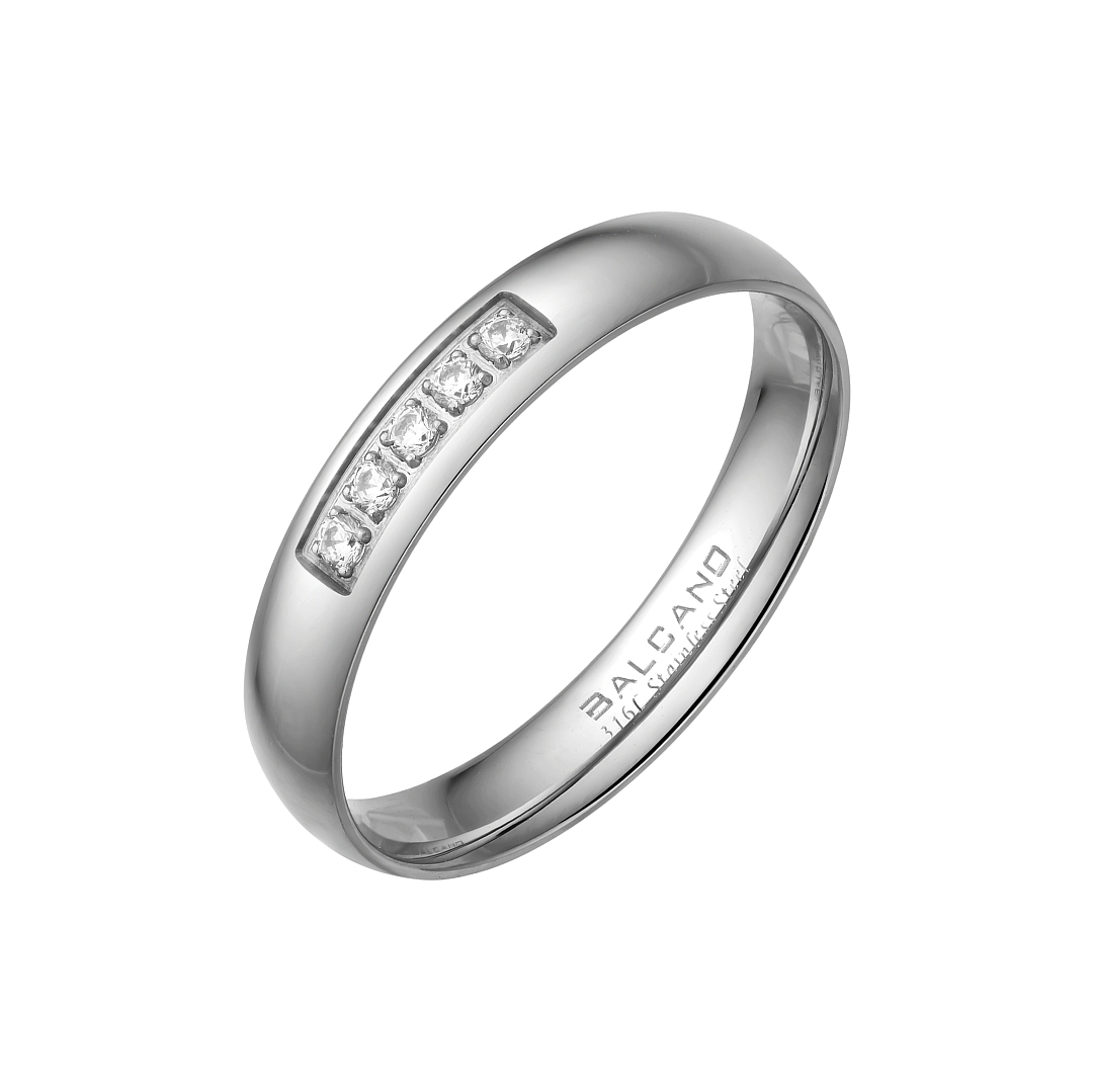 BALCANO -  / Edelstahl Trauring mit Zirkonia Edelsteinen, 18K vergoldet (030050ZY00)