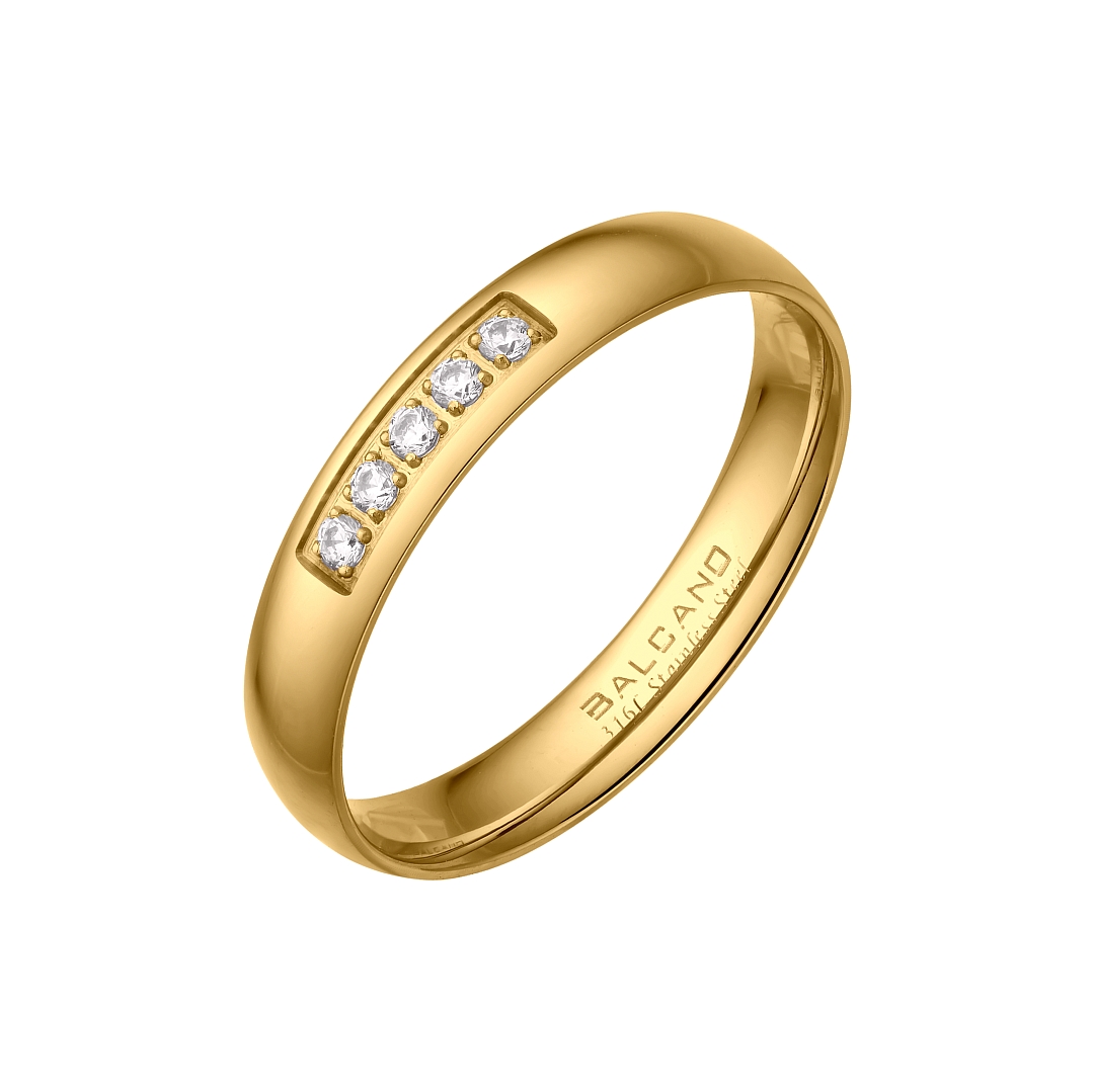 BALCANO - Aurielle / Bague de mariageen acier inoxydable avec pierres zirconium, plaqué or 18K (030051ZY00)
