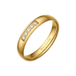 BALCANO - Aurielle / Stainless Steel Wedding Ring With Zirconia Gemstones, 18K Gold Plated