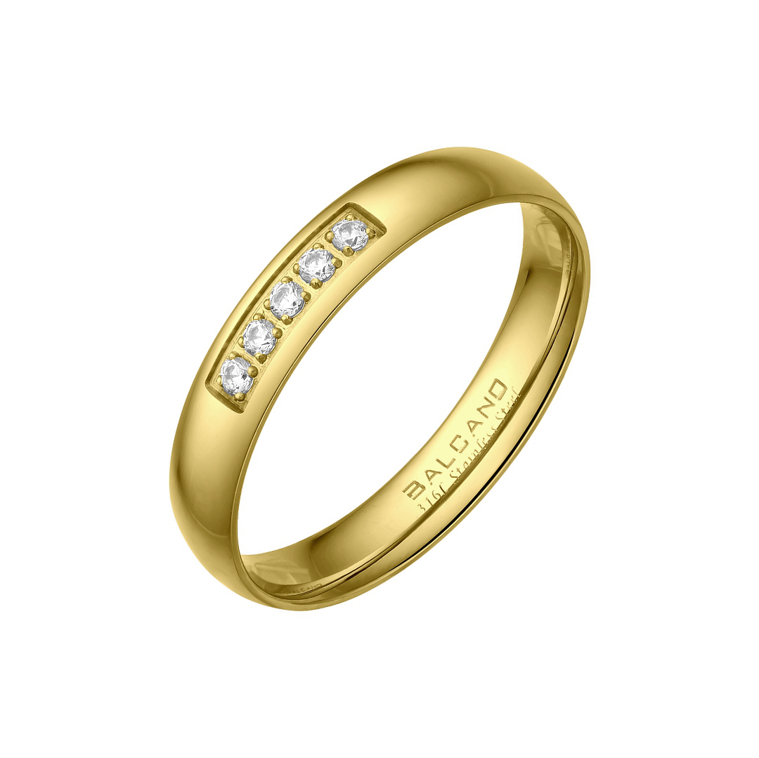 BALCANO -  / Edelstahl Trauring mit Zirkonia Edelsteinen, 18K vergoldet (030051ZY00)