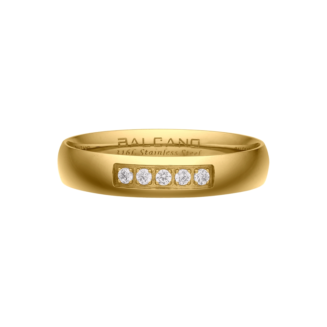 BALCANO - Aurielle / Bague de mariageen acier inoxydable avec pierres zirconium, plaqué or 18K (030051ZY00)