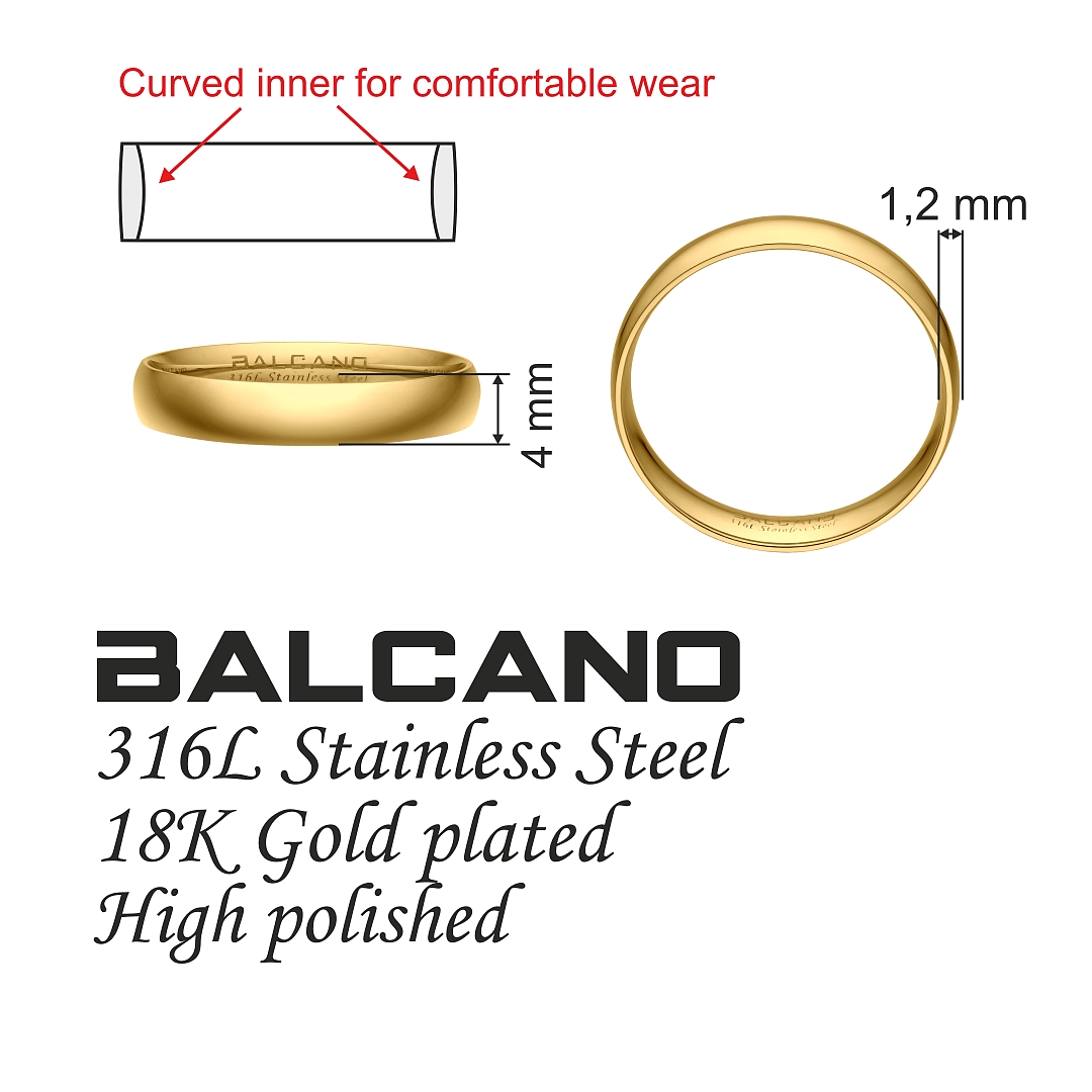 BALCANO - Aurielle / Bague de mariageen acier inoxydable plaqué or 18K (030051ZY99)