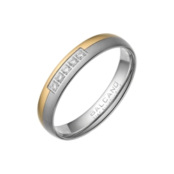 BALCANO - Eclipse / Bague de mariageen acier inoxydable avec pierres zirconium, plaqué or 18K