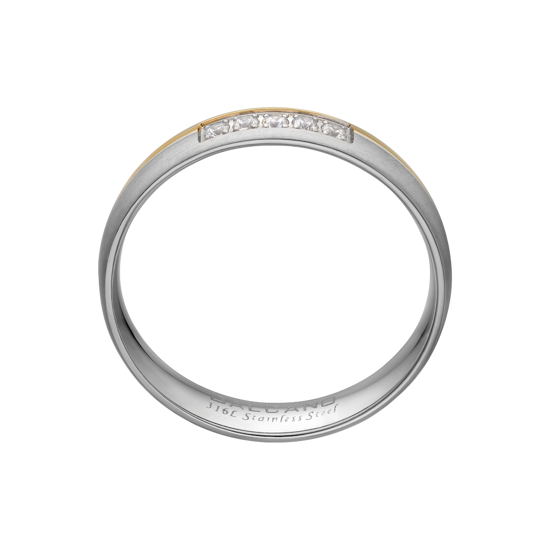 BALCANO - Eclipse / Stainless Steel Wedding Ring With Zirconia Gemstones, 18K Gold Plated (030052ZY00)