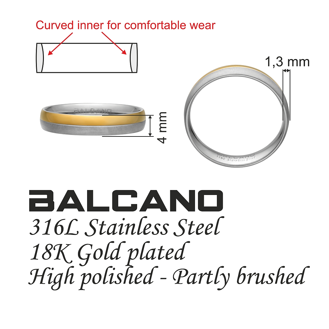 BALCANO - Eclipse / Bague de mariageen acier inoxydable plaqué or 18K (030052ZY99)