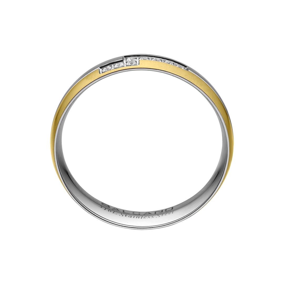BALCANO -  / Edelstahl Trauring mit Zirkonia Edelsteinen, 18K vergoldet (030053ZY00)