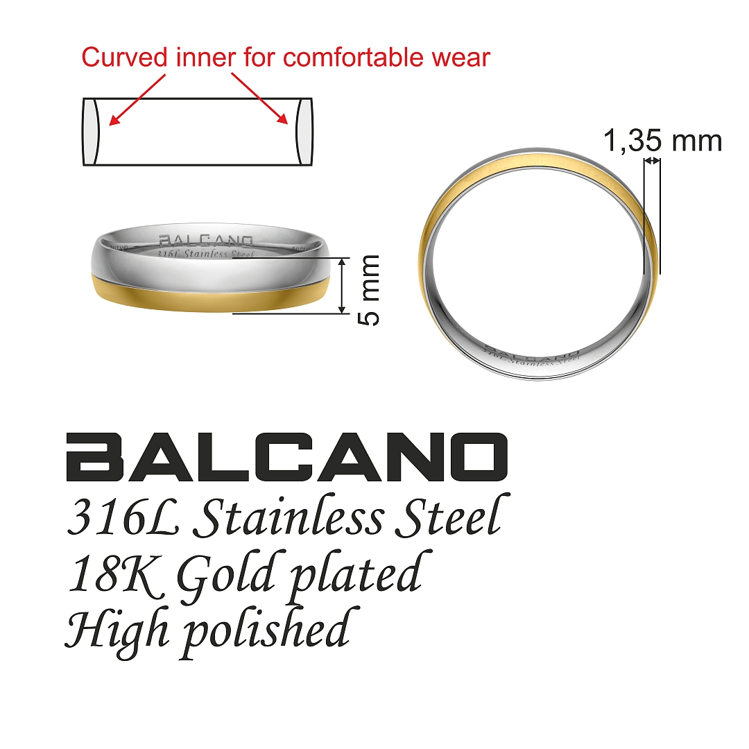 BALCANO - Stellaris / Edelstahl Trauring 18K vergoldet (030053ZY99)