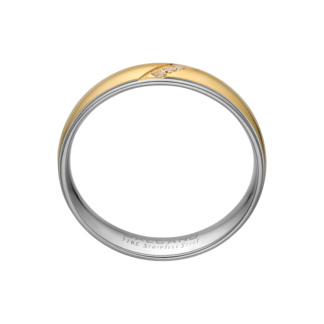 BALCANO -  / Edelstahl Trauring mit Zirkonia Edelsteinen, 18K vergoldet (030054ZY00)