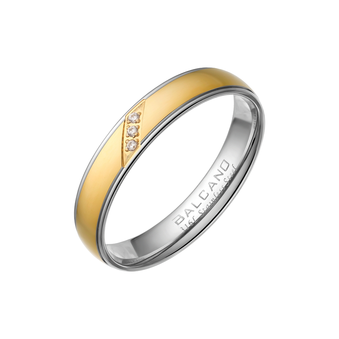 BALCANO -  / Edelstahl Trauring mit Zirkonia Edelsteinen, 18K vergoldet (030054ZY00)