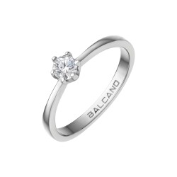 BALCANO - Corona / Solitaire Engagement Ring with High Polish and Cubic Zirconia Gemstone