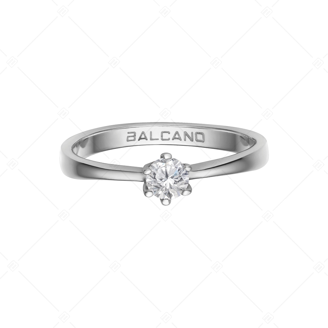 BALCANO - Corona / Solitaire engagement ring with high polished and cubic zirconia gemstone (030101ZY00)