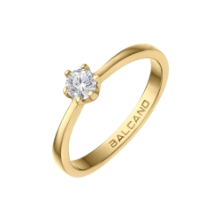 BALCANO - Corona / 18K Gold Plated Solitaire Engagement Ring With Cubic Zirconia Gemstone