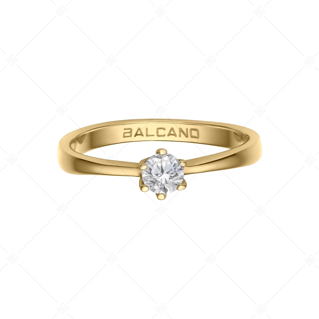 BALCANO - Corona / 18K Gold Plated Solitaire Engagement Ring with Cubic Zirconia Gemstone (030102ZY00)