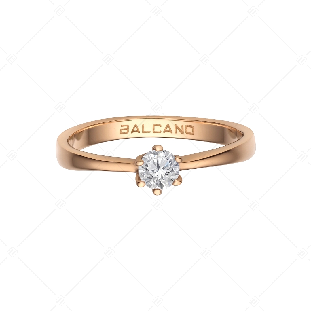 BALCANO - Corona / 18K rose gold plated solitaire engagement ring with cubic zirconia gemstone (030103ZY00)