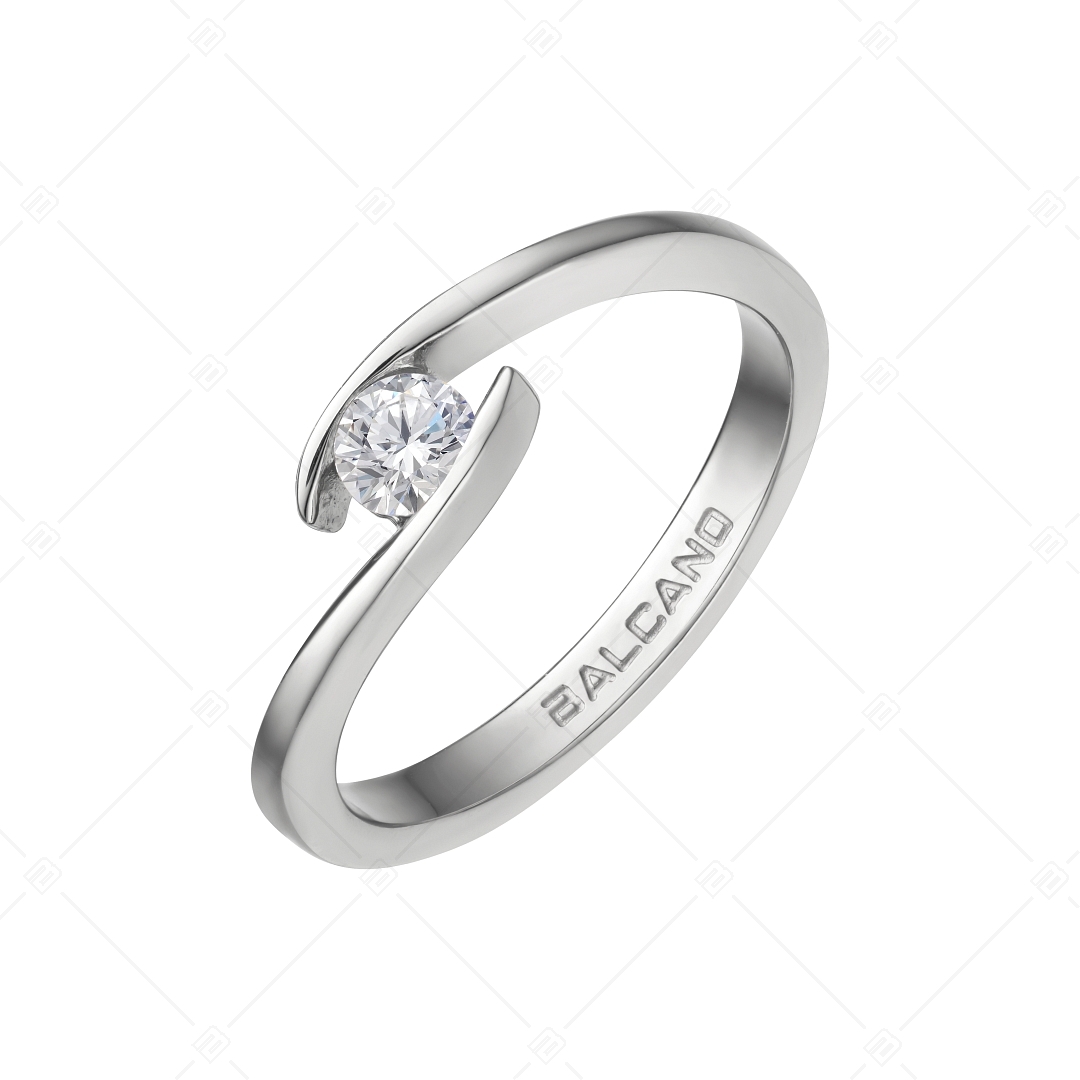 BALCANO - Abrazo / Solitaire Engagement Ring With High Polish and Cubic Zirconia Gemstone (030104ZY00)