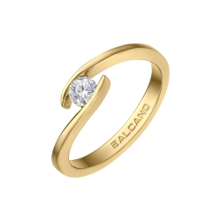 BALCANO - Abrazo / 18K Gold pPated Solitaire Engagement Ring with Cubic Zirconia Gemstone