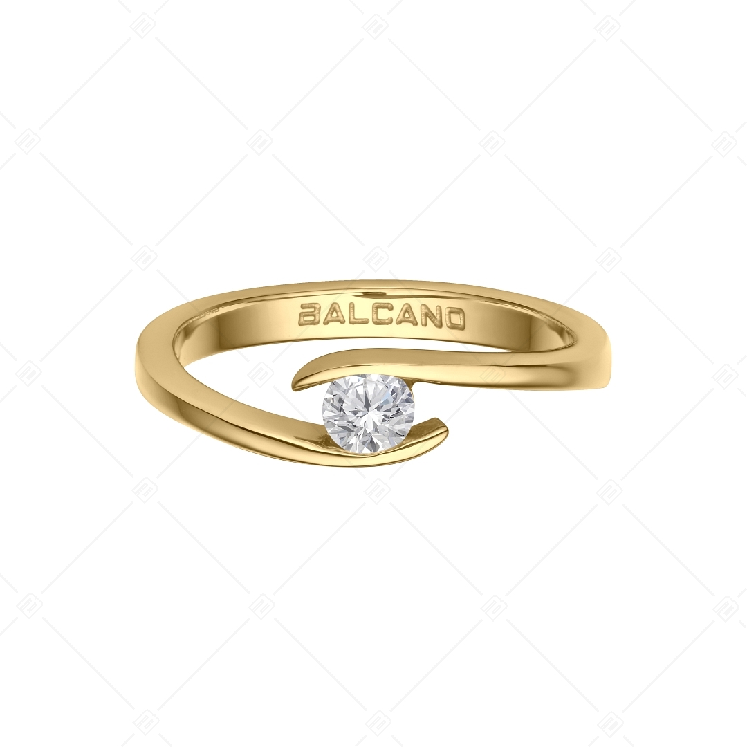 BALCANO - Abrazo / 18K gold plated solitaire engagement ring with cubic zirconia gemstone (030105ZY00)
