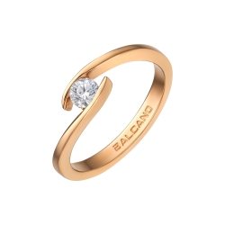 BALCANO - Abrazo / 18K Rose Gold Plated Solitaire Engagement Ring with Cubic Zirconia Gemstone