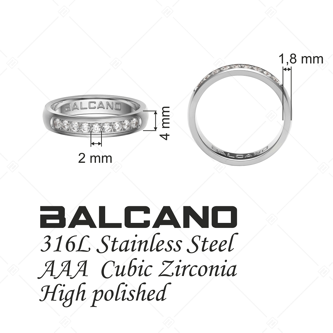 BALCANO - Diadema / Engagement Ring With High Polish and Cubic Zirconia Gemstone (030107ZY00)