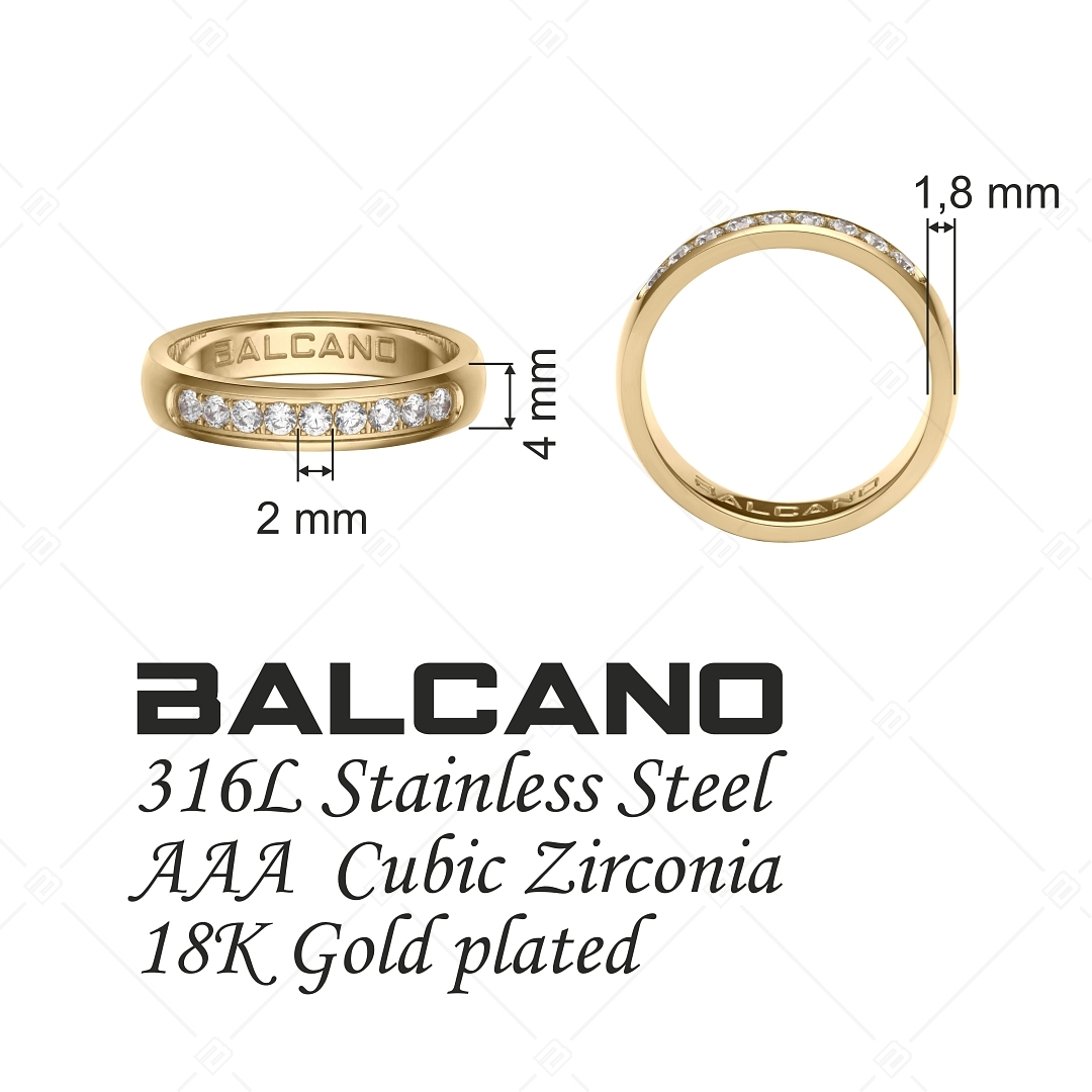 BALCANO - Diadema / Bague en acier inoxydable plaquée or 18K avec pierres précieuses zirconium (030108ZY00)