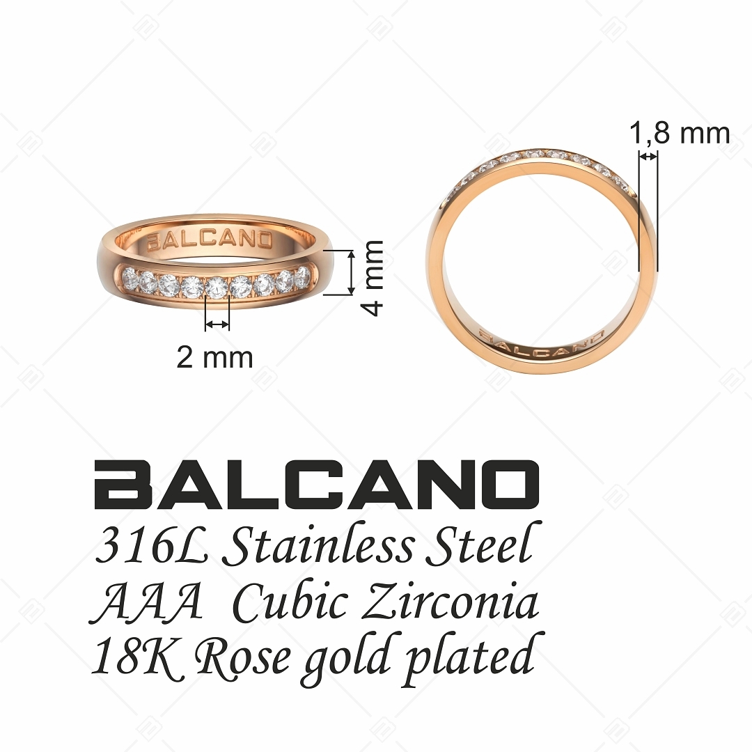 BALCANO - Diadema / Bague en acier inoxydable plaqué or 18K avec pierres précieuses zirconium (030109ZY00)