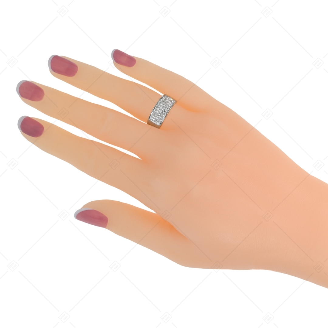 BALCANO - Mira / Polierter Edelstahl Ring mit Glänzenden Kristallen (041001BC00)