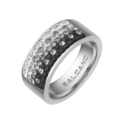 BALCANO - Mira / Polierter Edelstahl Ring mit Glänzenden Kristallen