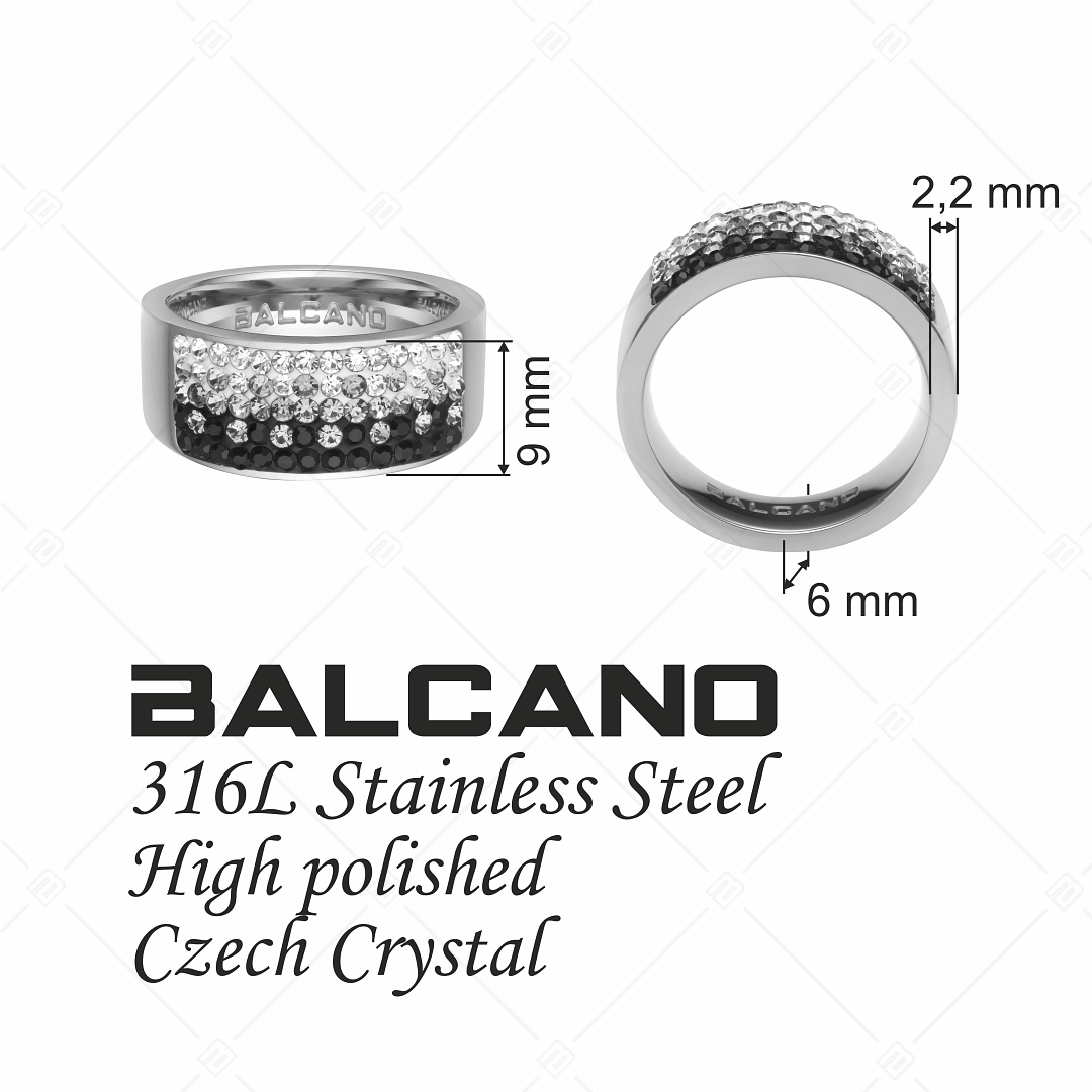 Crystal Dream - Mira / Polished stainless steel ring with sparkling crystals (041001BC01)