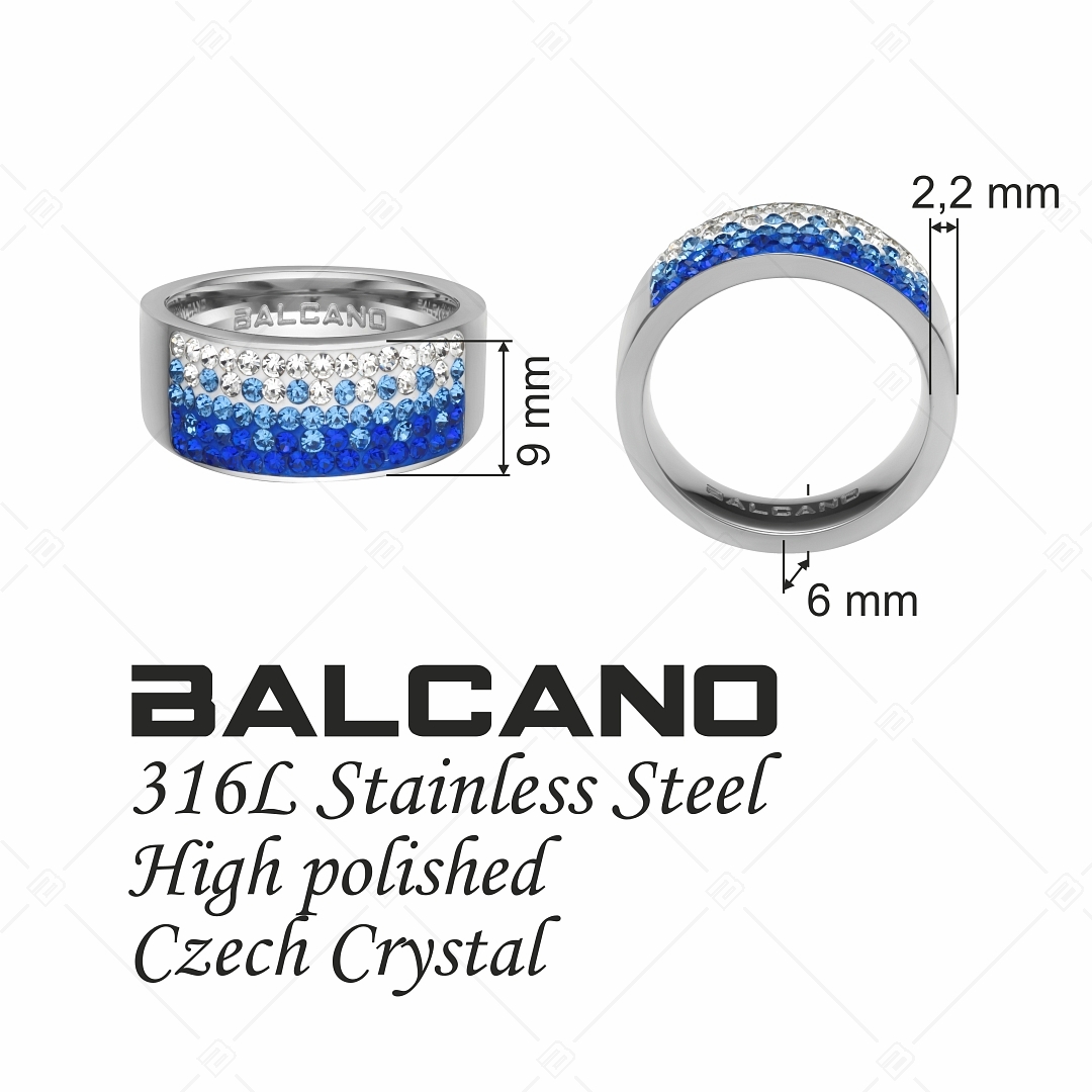 BALCANO - Mira / Bague en acier inoxydable polie avec des cristaux étincelants (041001BC04)