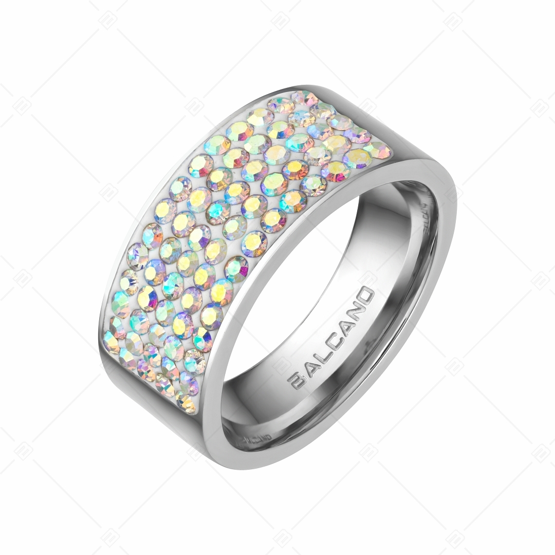 Crystal Dream - Mira / Polished stainless steel ring with sparkling crystals (041001BC09)